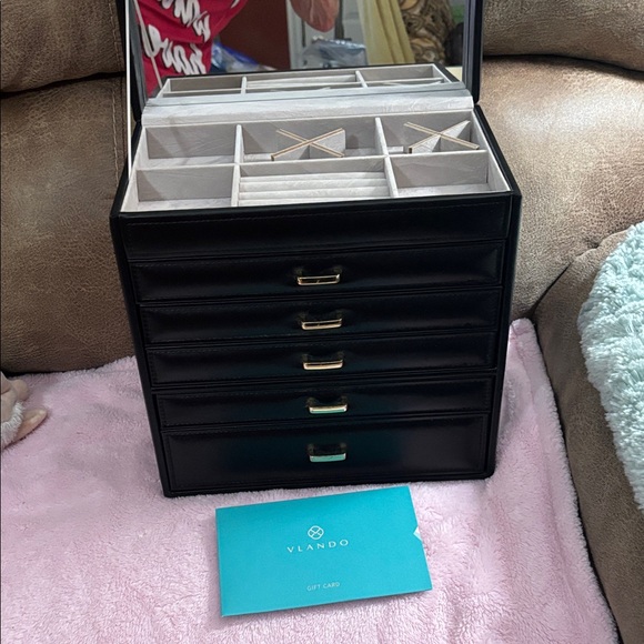 Luxurious Black Jewelry Organizer with Gold Accents, 6 layers (drawers) NWOT - Picture 3 of 15
